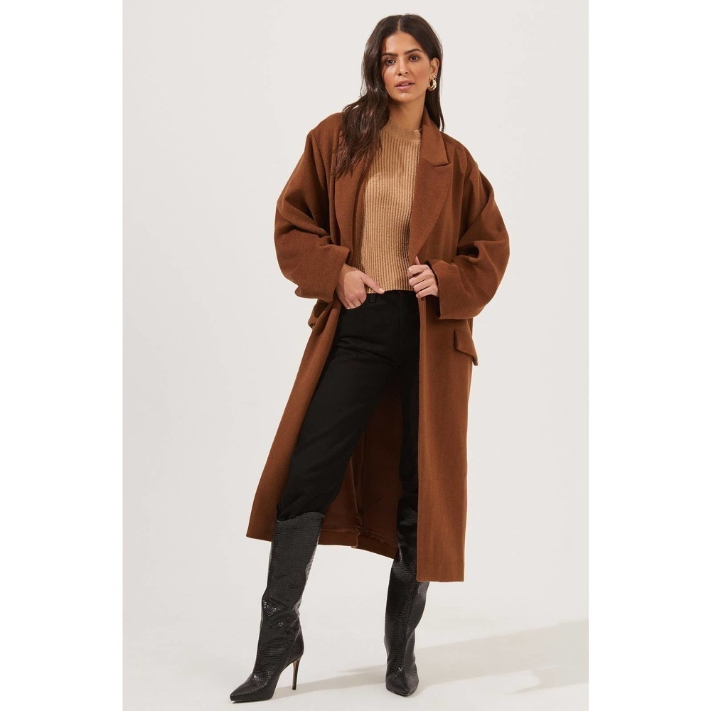 ASTR Nordstrom Rack Single Breasted Long Blazer Coat Brown Women's Size M NWT